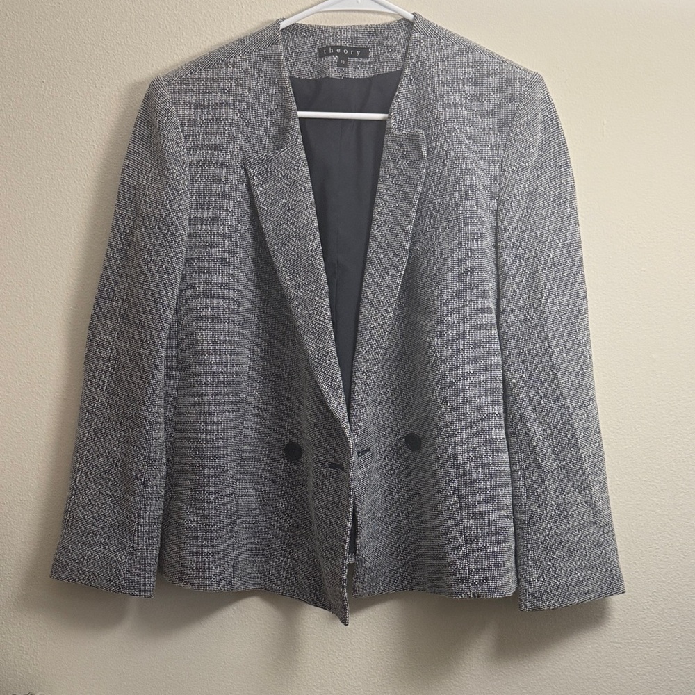 Theory Blue/Grey 100% Cotton Blazer